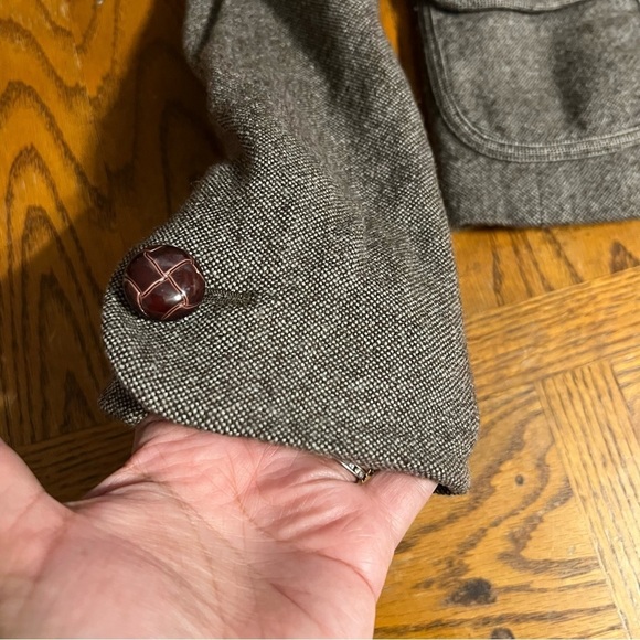 Banana Republic Women's Wool Blend Cropped Blazer in Brown Tweed Sz 4 Outlander - Picture 9 of 16